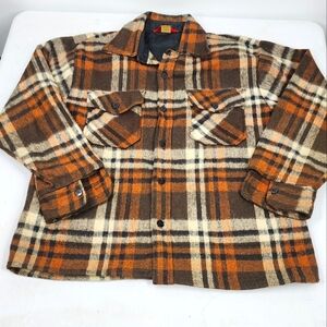 Vintage 70s Sears The Mens Store Thick Flannel Wool Shacket M Slim Regular